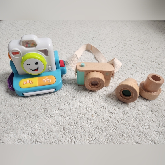 Fisher Price Laugh Learn Baby Camera Toy And Wooden Toy Bundle - Picture 1 of 5